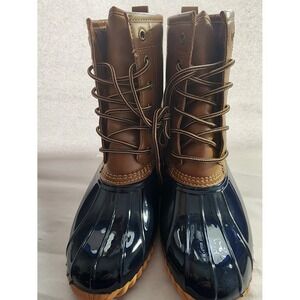 Sporto Ariel Duck Boots Men's Size 7m Navy Blue Brown Plaid Lined Winter